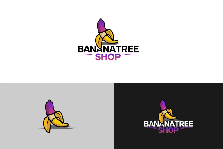 Bananatree Shop logo with a peeled banana icon, in light and dark versions